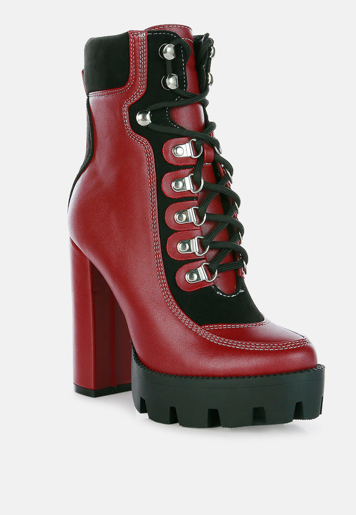 yeti high heel lace up biker boots by ruw#color_burgundy-black