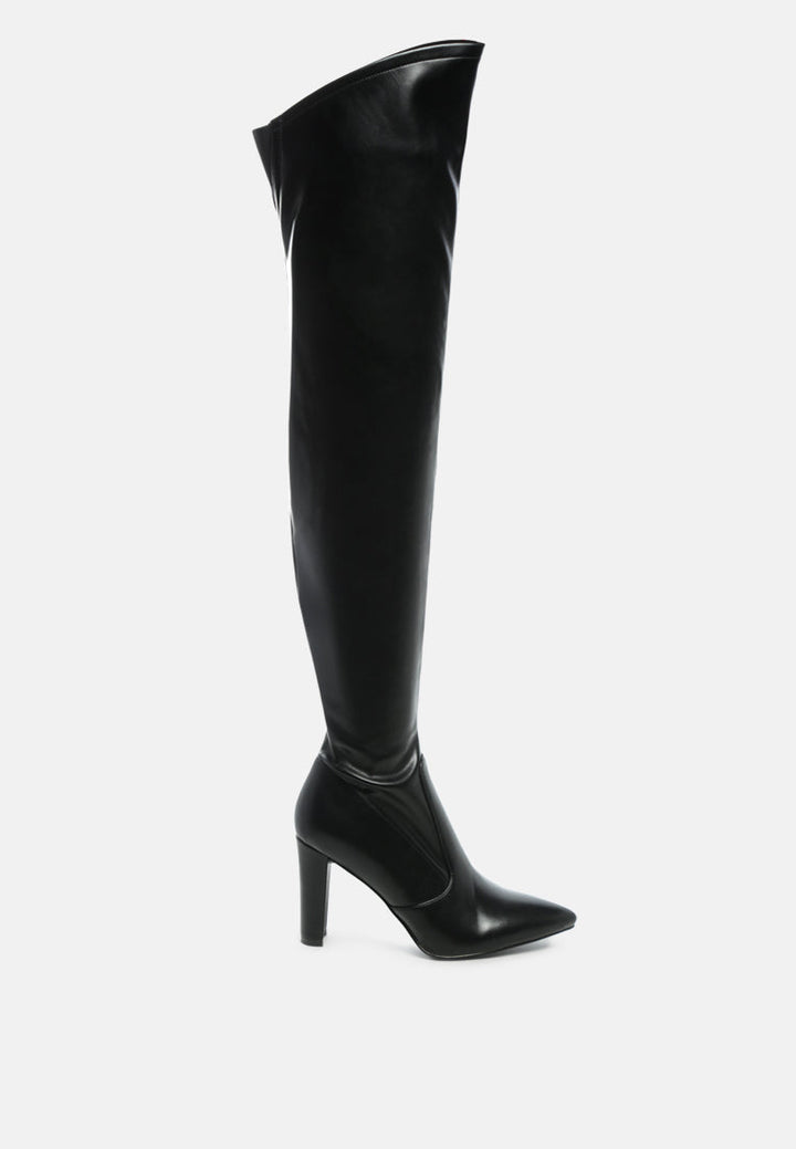 zade thigh high long boots in stretch patent pu by ruw#color_black