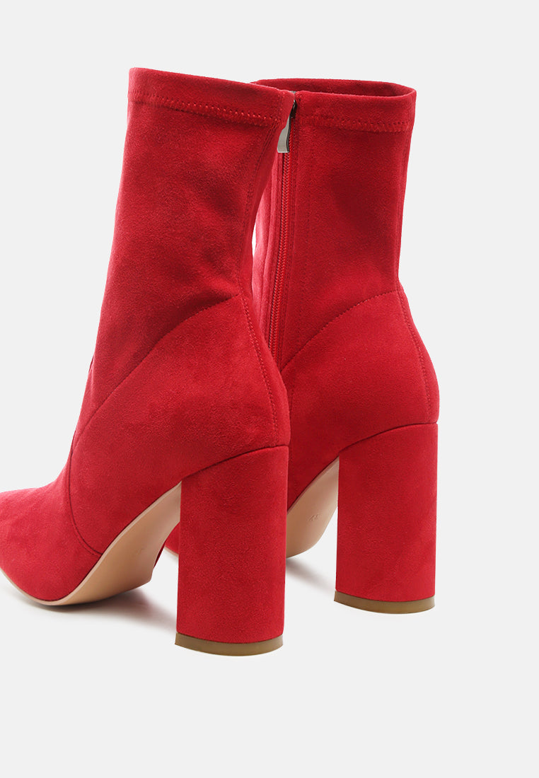 zahara faux suede block heeled boots by ruw#color_red