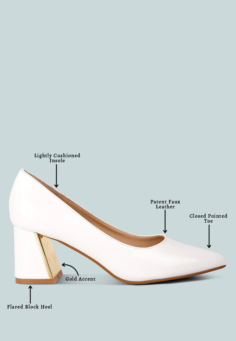 zaila metallic accent block heel pumps by ruw#color_white