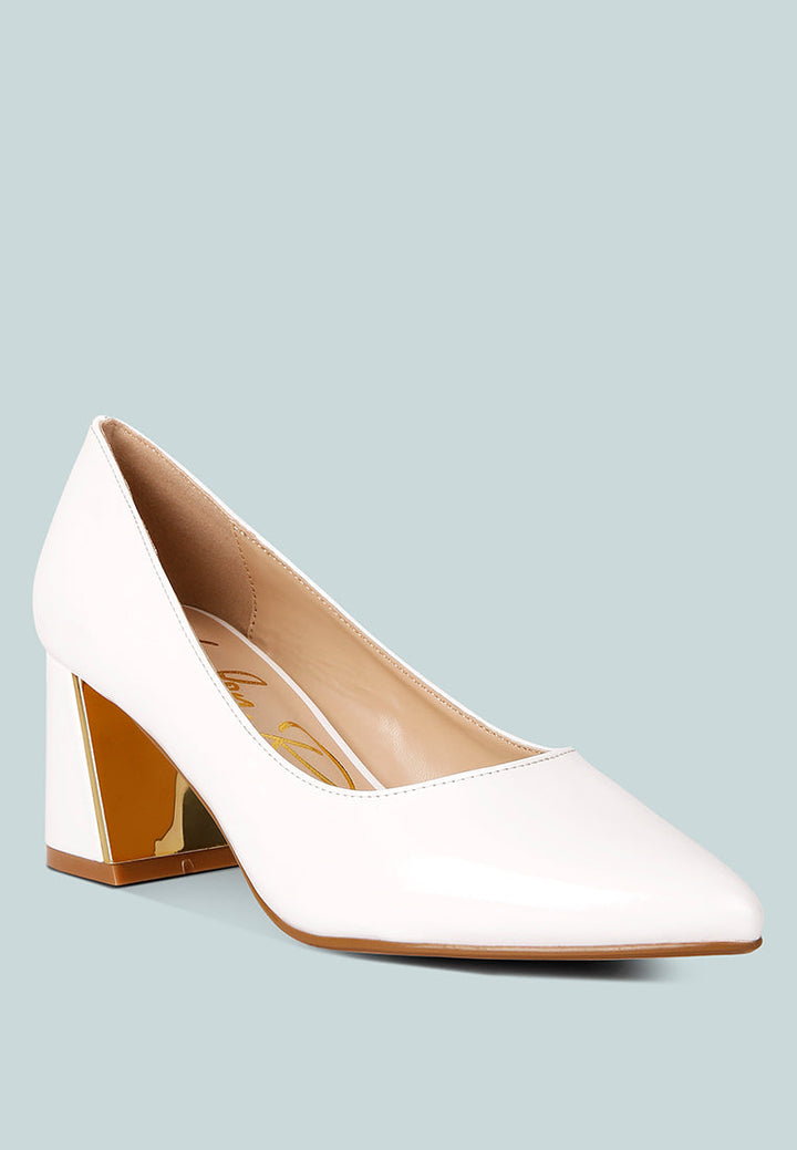 zaila metallic accent block heel pumps by ruw#color_white