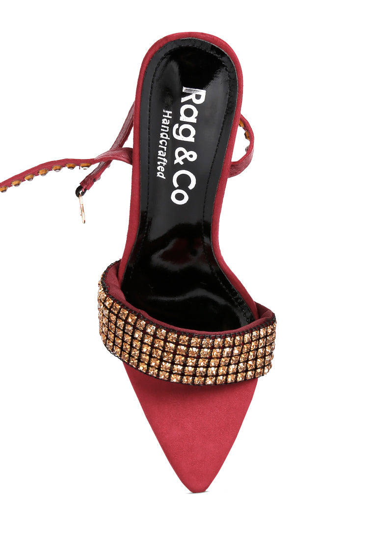 zurin black high heeled diamante sandals by ruw#color_burgundy